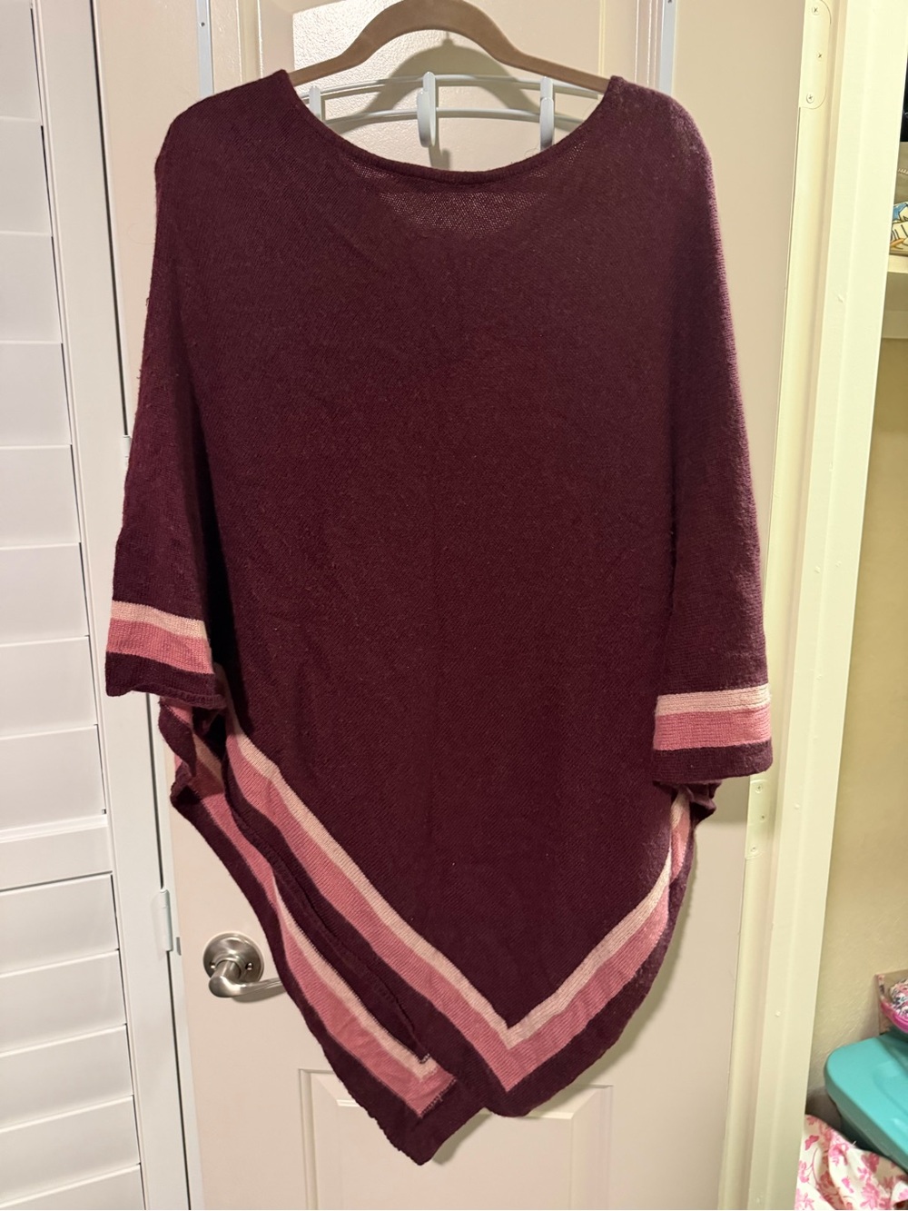 Lane Bryant Burgundy Poncho with Pink Stripe Detail